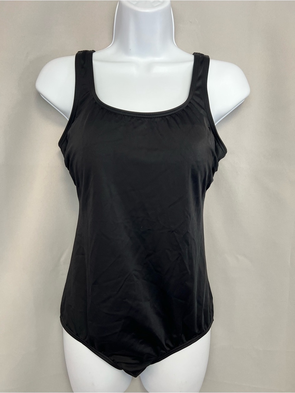 Lands' End Womens Lovely Black One Piece Modest Cut Swimsuit Size 10